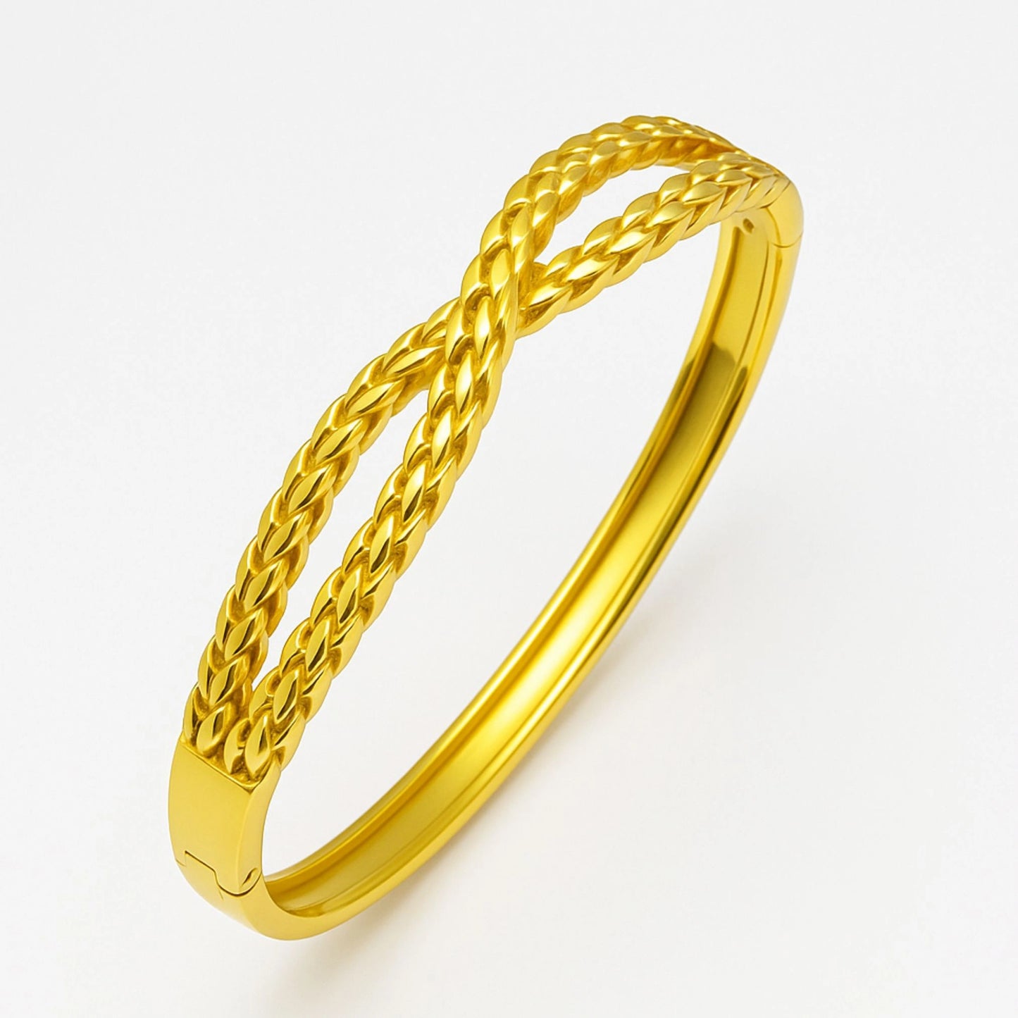 Gold Rope Twist Infinity Bangle Bracelet
