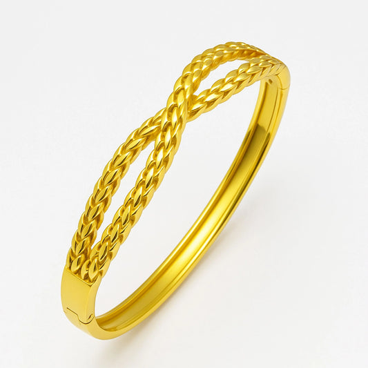 Gold Rope Twist Infinity Bangle Bracelet