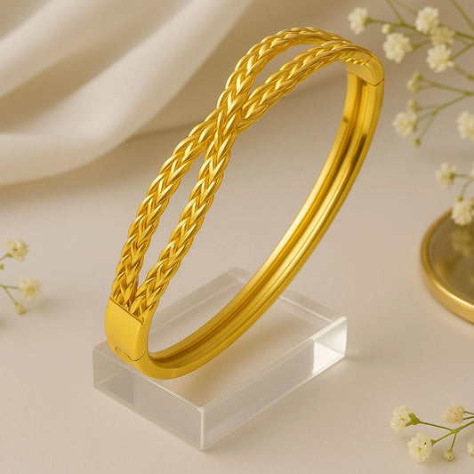 Gold Rope Twist Infinity Bangle Bracelet