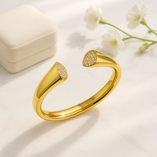 Luxe Gold Pavé Diamond Oval Cuff Bracelet