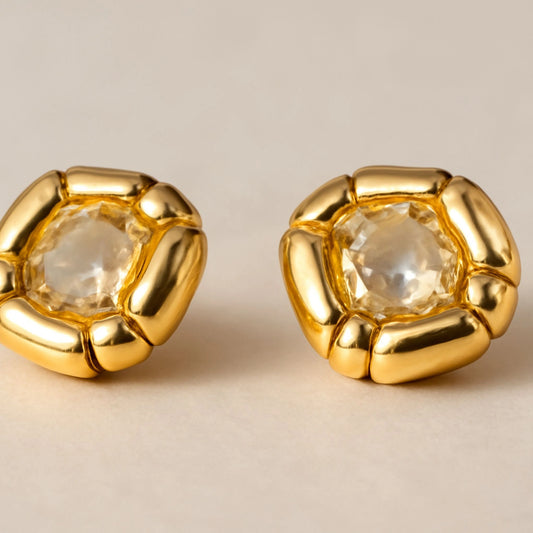 Golden Bloom Crystal Hoop Earrings