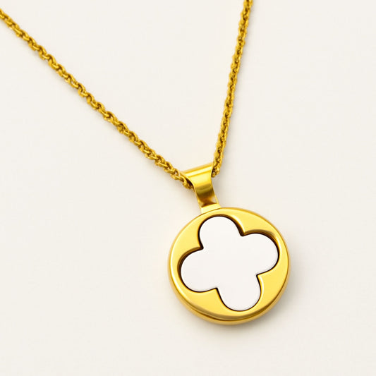 Gold Quatrefoil Pendant Necklace - Four Leaf Clover Chain Necklace