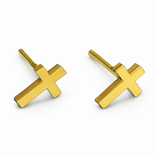 Gold Cross Stud Earrings
