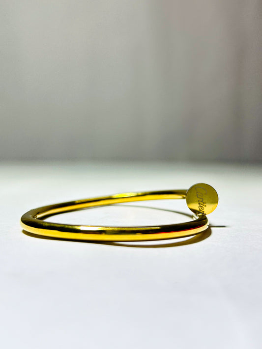 Gold Plated Open Cuff Bracelet with Charm