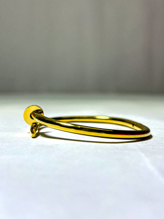 Gold Plated Open Cuff Bracelet with Charm