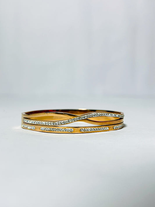 Infinity Design Gold Plated Bracelet with Crystals