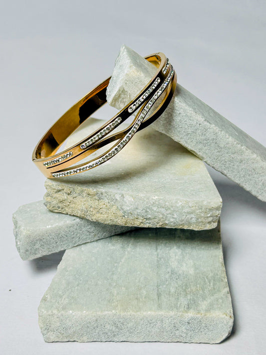 Infinity Design Gold Plated Bracelet with Crystals