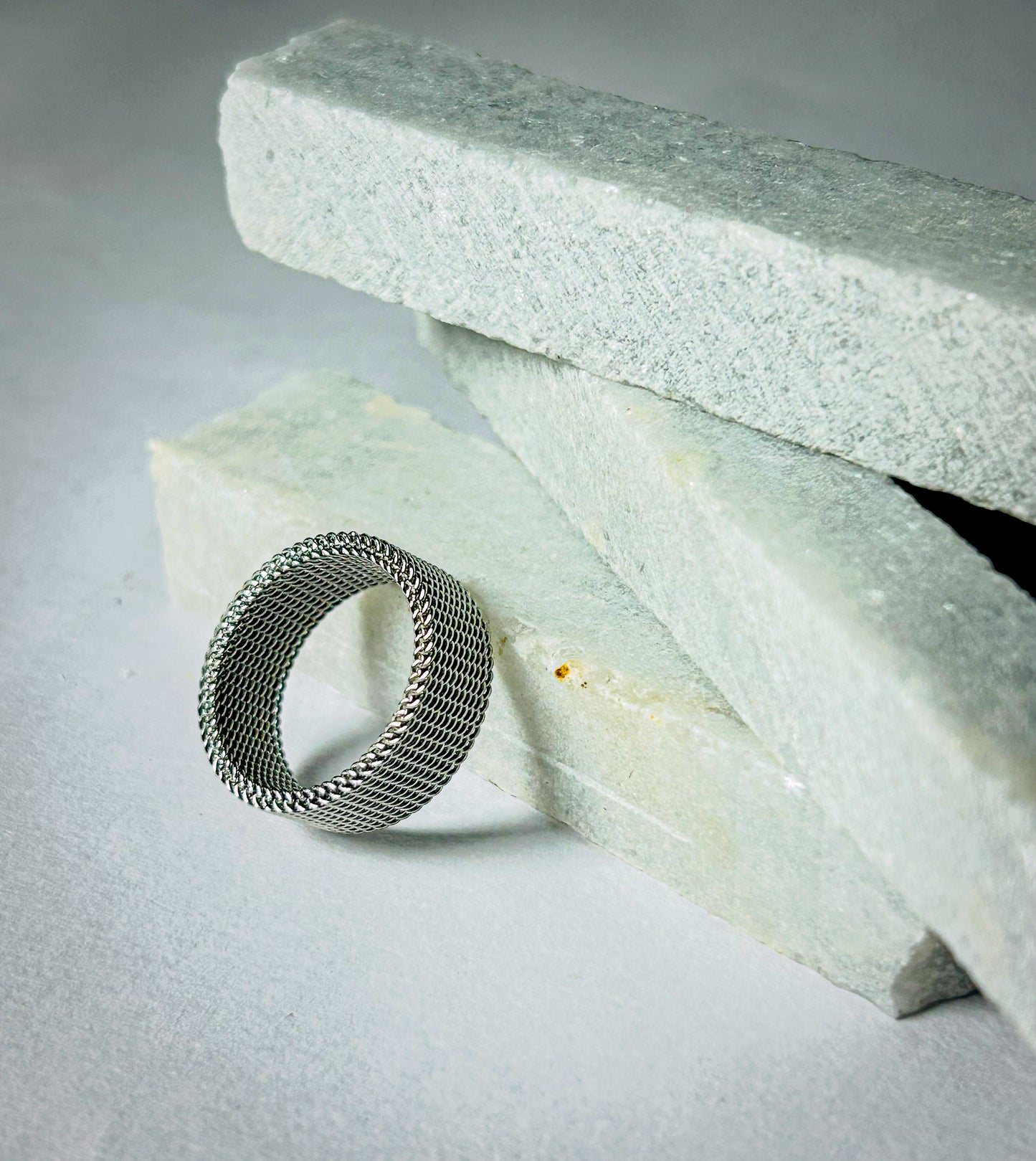 "Steel Mesh Band Ring"