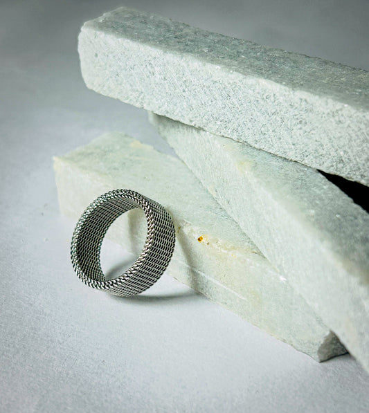 "Steel Mesh Band Ring"
