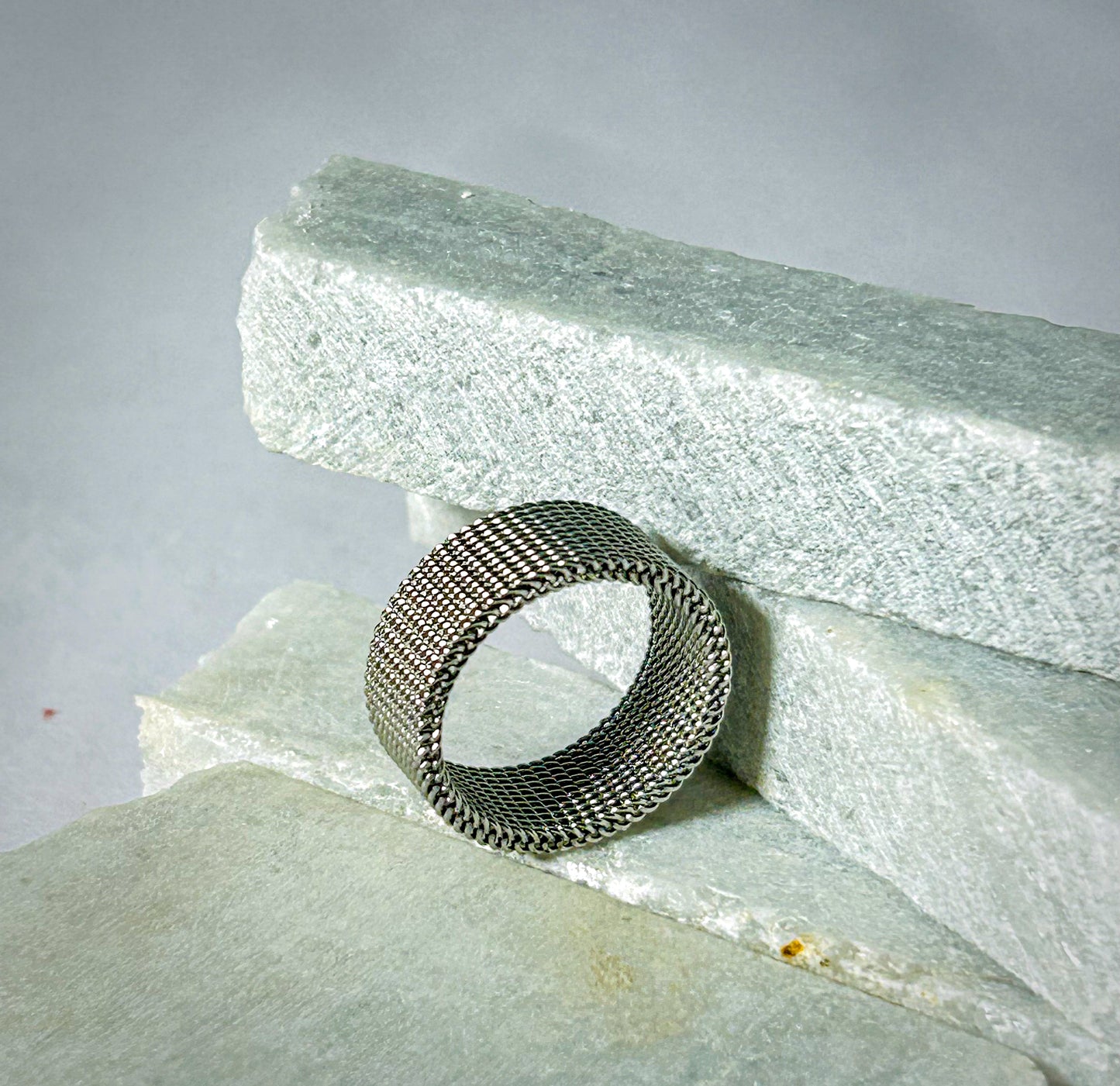 "Steel Mesh Band Ring"