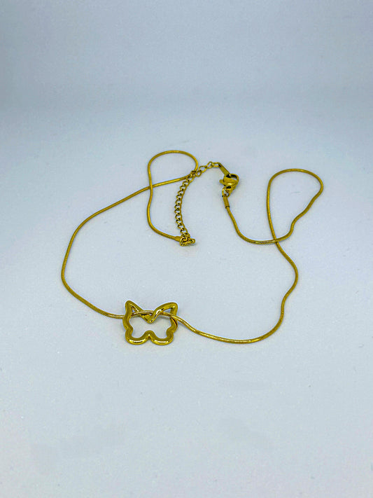 Gold Open Butterfly Necklace