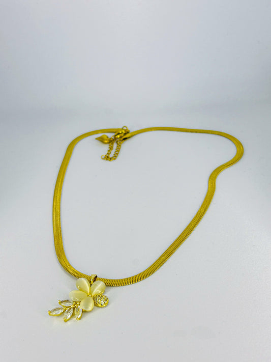Golden Flower Crystal Necklace