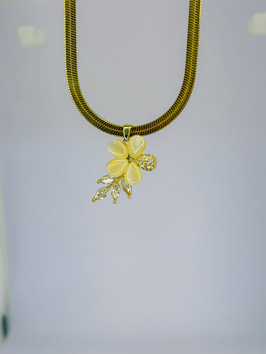 Golden Flower Crystal Necklace