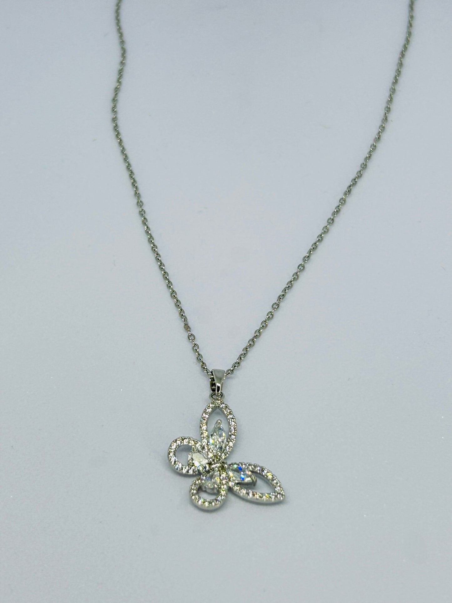 Silver Sparkle Butterfly Necklace