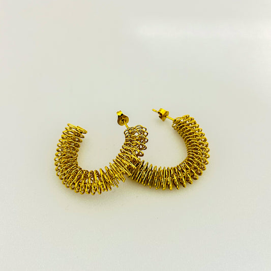 Gold Wire Wrapped Hoop Earrings