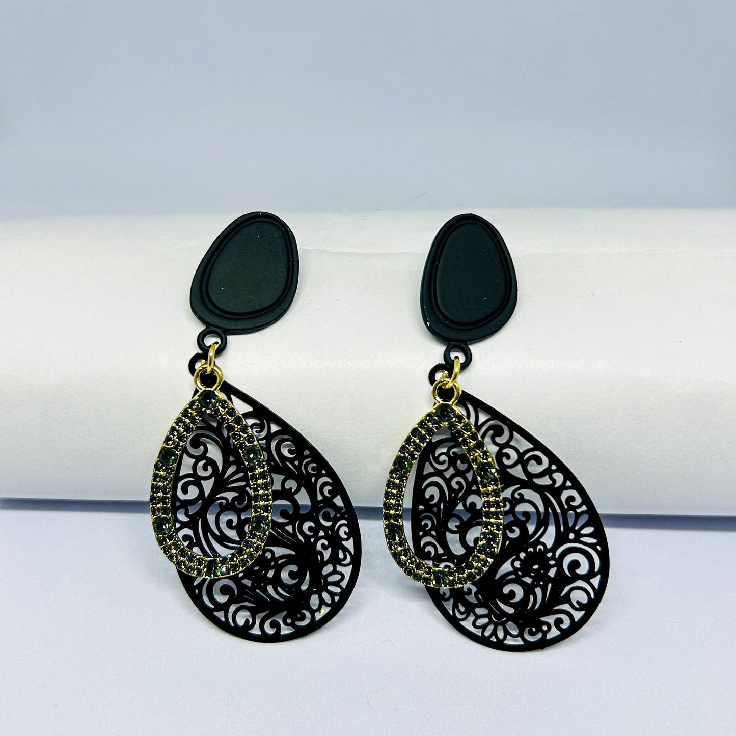 Bohemian Filigree Crystal Drop Earrings