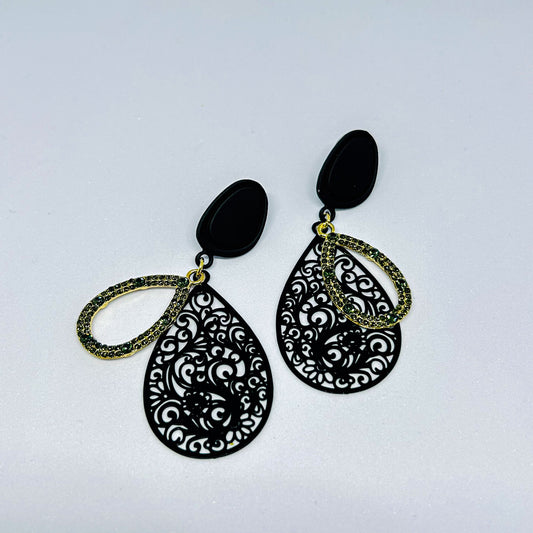 Bohemian Filigree Crystal Drop Earrings