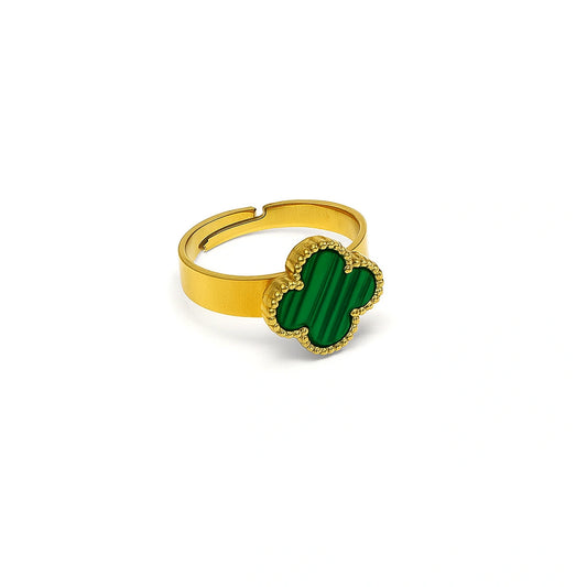 Malachite Clover Statement Ring