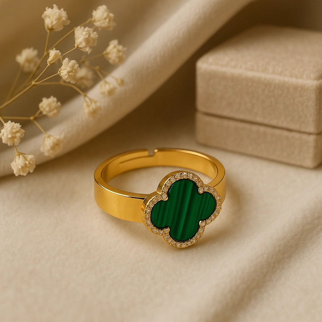 Malachite Clover Statement Ring
