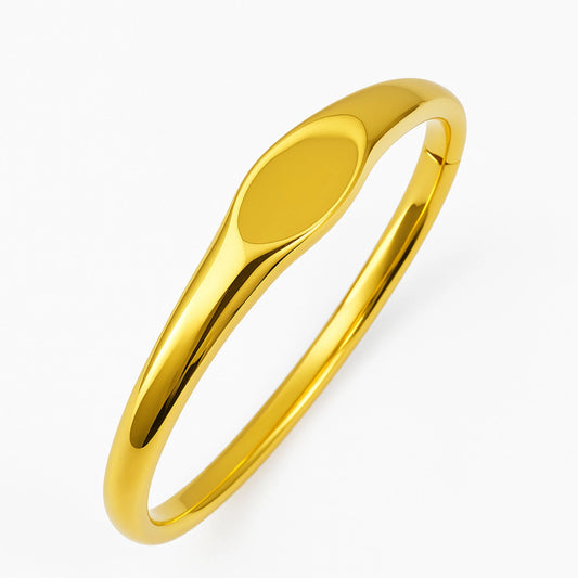 Gold Oval Signet Bangle Bracelet