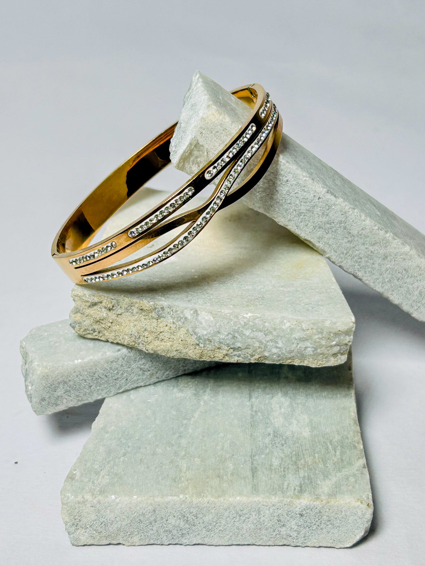 Infinity Design Gold Plated Bracelet with Crystals