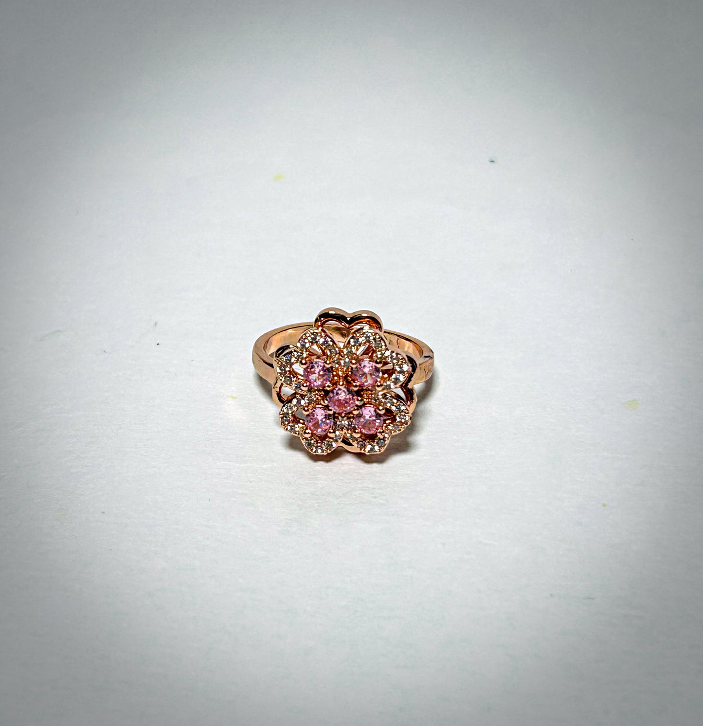 Rose Gold Clover Crystal Ring Set-Set of 2