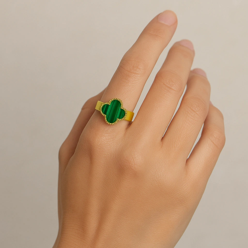 Malachite Clover Statement Ring